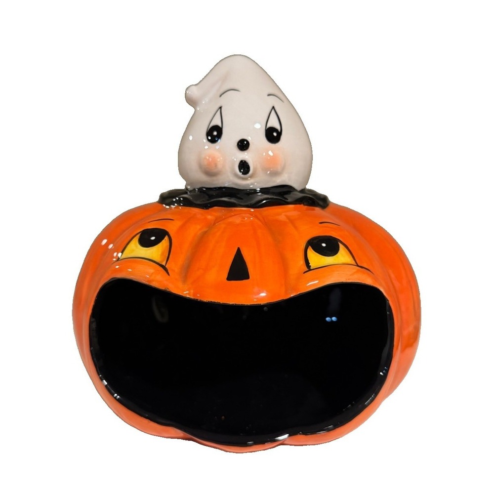 Johanna Parker Ghost Pumpkin Big Mouth Candy Bowl 2026 NEW small size 7"
